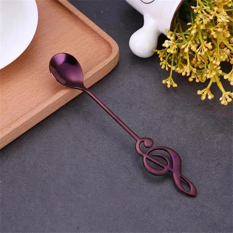 Musical Note Stainless Steel Teapoon Spoon Treble Clef Shape Mug Teaspoons Music Bar Ice Cream Creative Spoon Kitchen Tableware