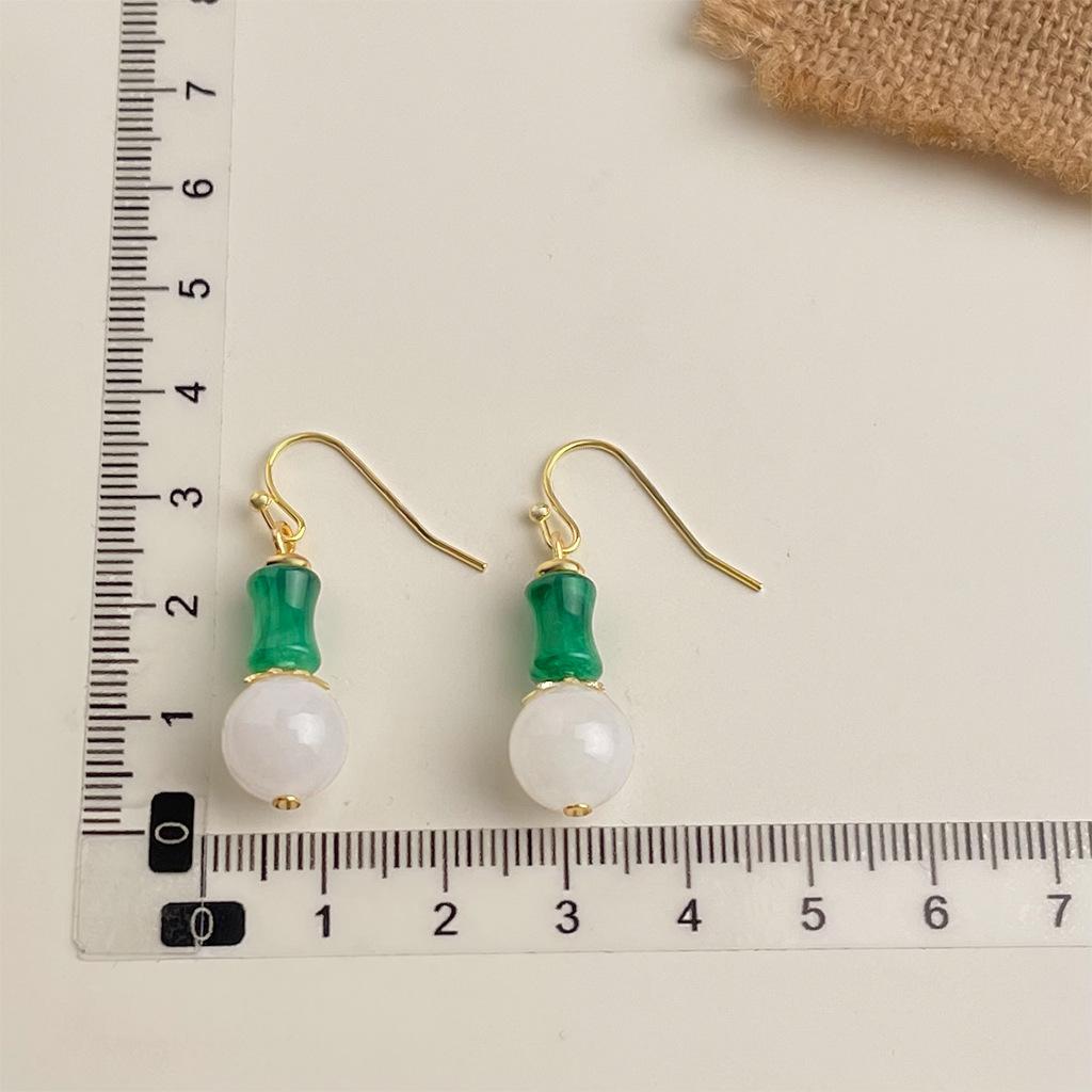 New Chinese Natural Stone Earrings, Handcrafted Colorful Beaded Vintage Drops for Women, Unique Gift for Hanfu Qipao Fashion