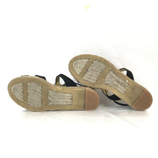 Ralph Lauren Kollektion Knöchelriemen Sandalen Damen 7 24cm Schwarz Jute Sohle(GEBRAUCHT)