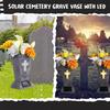 Solar Cemetery Vase with LED for Gravestone Outdoor Artificial Fresh Flower Holder Headstone