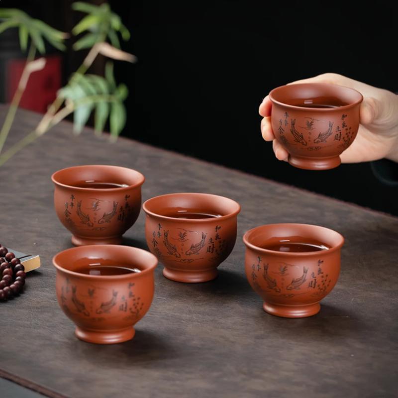 Chinese Yixing Purple Clay Teacup Coffee Cup Oolong Tea Handmade Boutique Tea Bowl Master Tea Cup Portable Personal Single Cup
