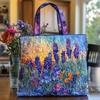 3D Printed Floral Canvas Tote Bag for Women, Casual Vintage Shoulder Shopping Bag, Durable Eco-Friendly Handbag