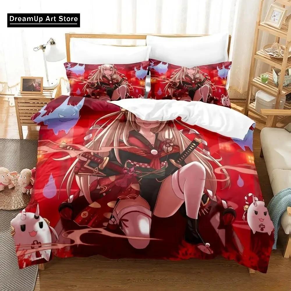 3D Print Fashion Kawaii Nakiri Ayame Bedding Set Boys Girls Twin Queen Full Size Duvet Cover Pillowcase Bed Adult Bedroom