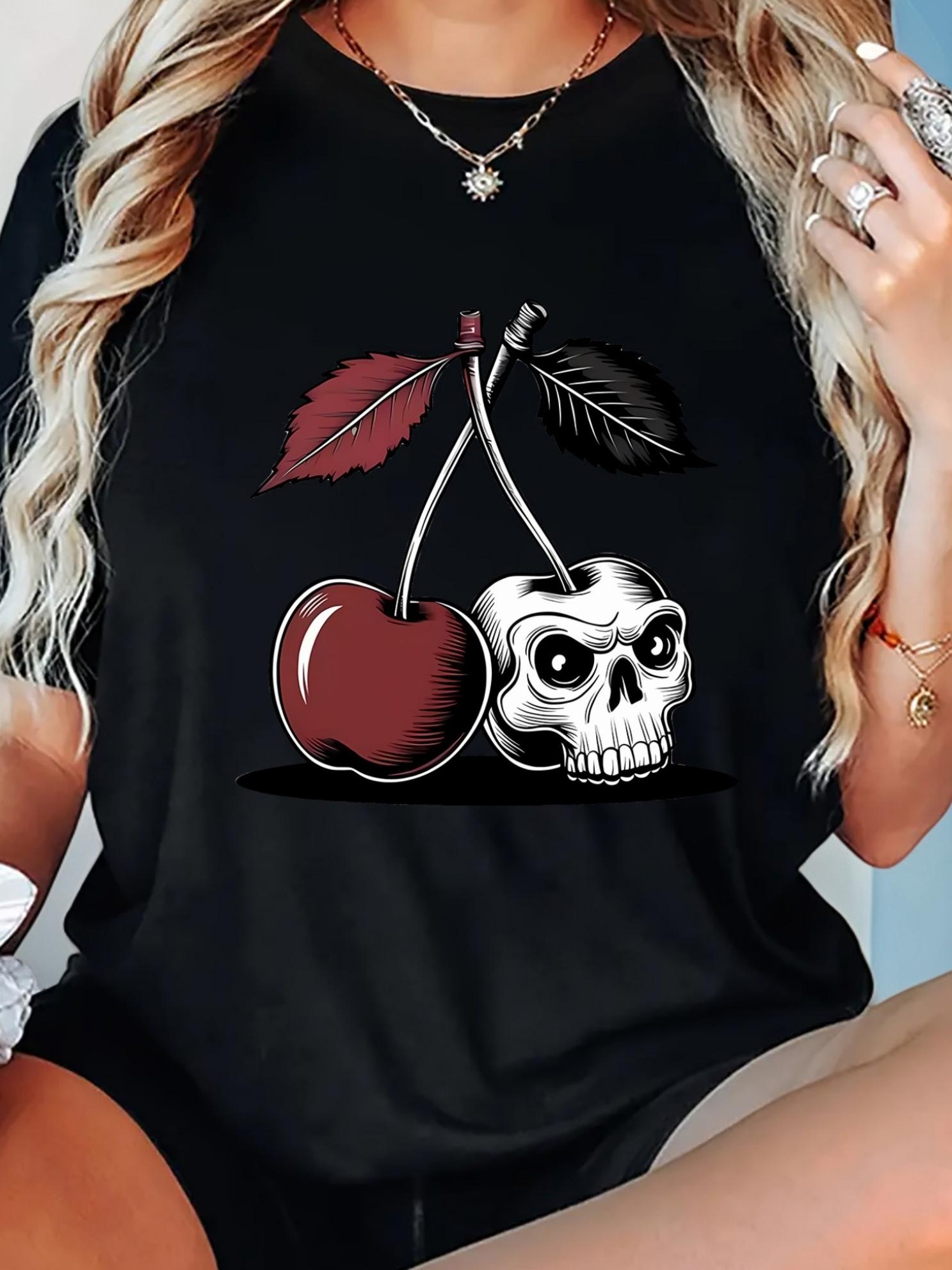 Skull Cherry Graphic Tee S