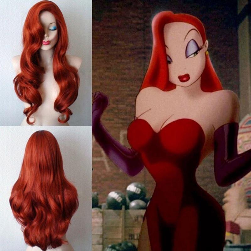 Red Retro Curls Long Wig For Women Cosplay Party Halloween Costume