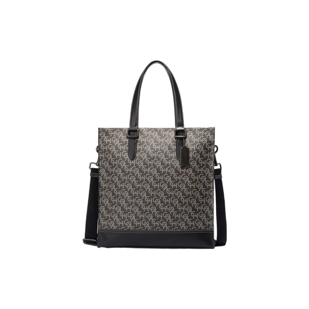 Coach Graham 36 Classic Monogram Zip Tote Bag Men Tote Bag Black CE749-QBBK