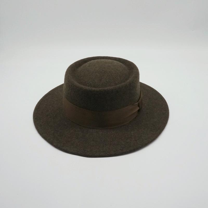 Internet-Berühmtheit Herbst und Winter Damen Französisch Retro Britisch Außenhandel Export Braun Breiter Rand Wolle Wollfilz Flache Kappe Vielseitig Filz