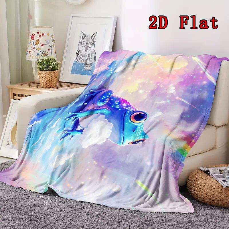 Rainbow frog 2D Flat Pattern Flannel Blanket High quality All Seasons Warmth and Comfort Perfect for Christmas Gifts.PMT0914256