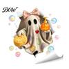 Lifelike Toilet Wall Art Halloween Bathroom Sticker, Cute Ghost Witch Cat Decal, Spooky Decorations Skeleton Are You Pooping Sticker for Decor Cartoon