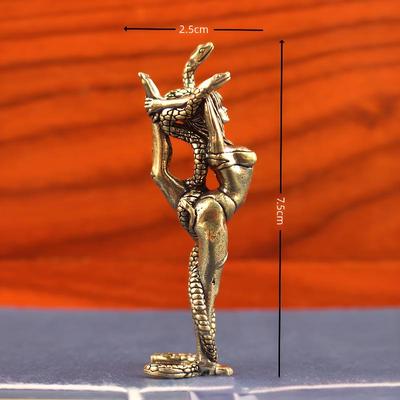 Solid Brass Women And Snake Furniture Ornaments Living Room Desk Tea Pet Brass Crafts Bronze Miniatures Decoration