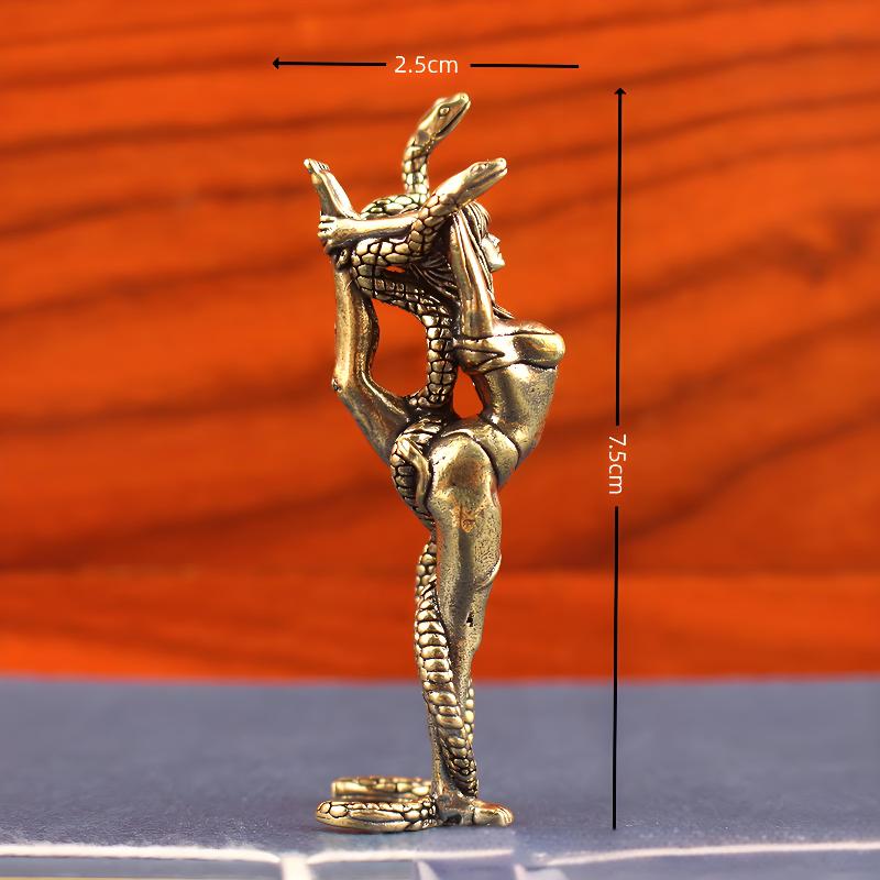 Solid Brass Women And Snake Furniture Ornaments Living Room Desk Tea Pet Brass Crafts Bronze Miniatures Decoration