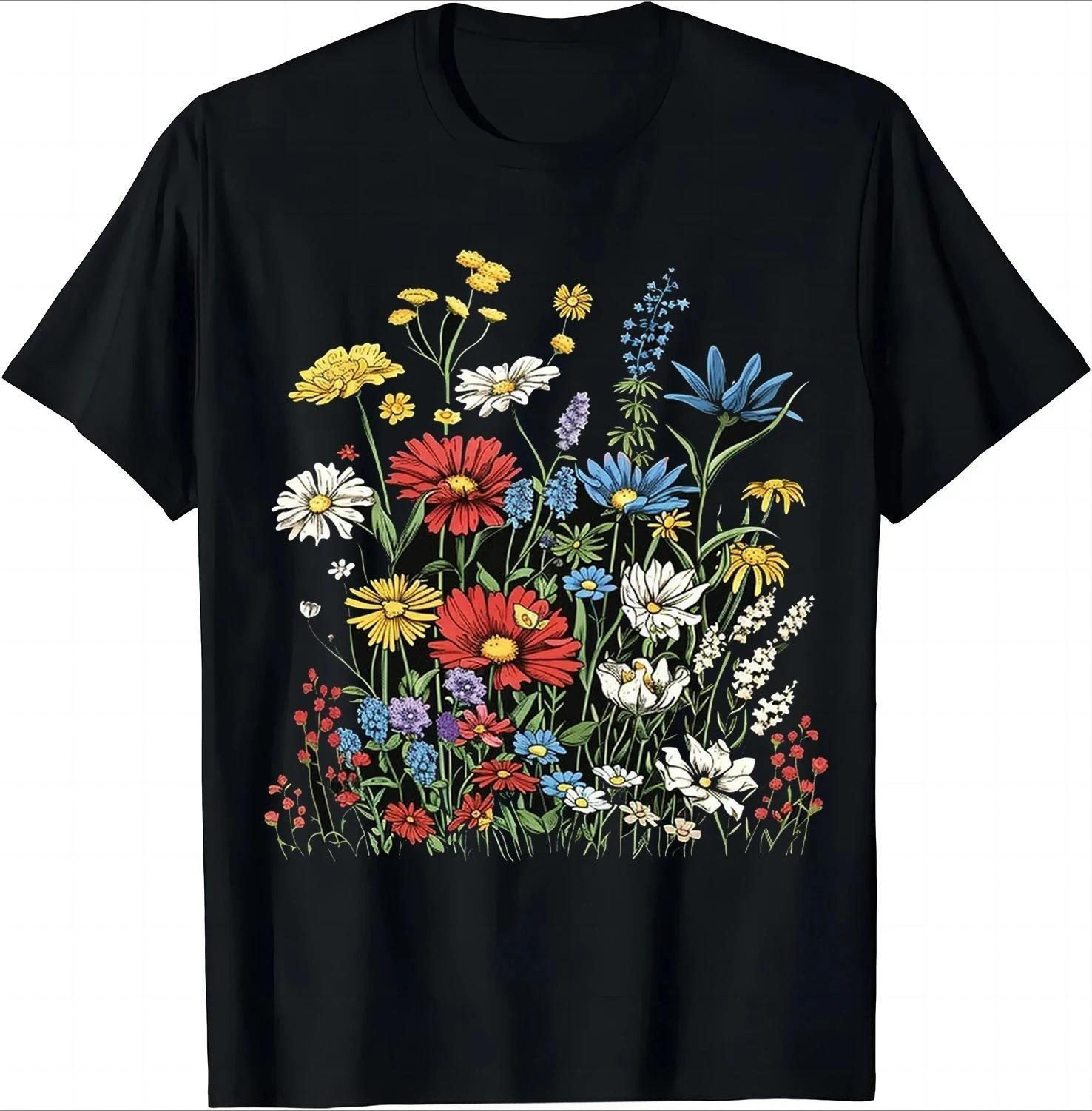 Floral Print Wildflowers Summer Garden Graphic T-shirt XL