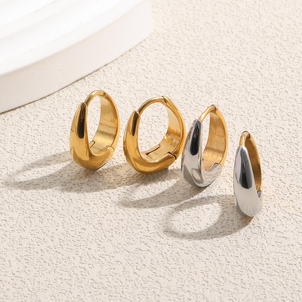 MamacitaPlay 316L Stainless Steel Mixed Color Hoop Earring 18K Gold Plated Waterproof Jewelry For Women Minimalist Earrings Gift