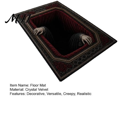 Bedroom Decorative Mat 3D Visual Halloween Rug, Non-Slip Creepy Bathroom Dust Proof Entrance Washable Spooky Floor for Kitchen Home Decor