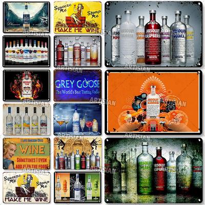 Wodka-Metallschilder, Dekoteller, Wein-Metallschild, Retro-Metallposter, Alkohol-Wandteller, Heimbar, Studio, Industrie-Dekor