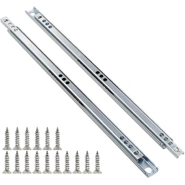 Metal 12 Inch Drawer Slides, Ball Bearing Two Way Slide Track Rail 0.7 Inch Wide 1 Pair