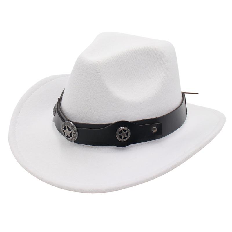 Western Cowboy Top Hat British Retro Jazz Hat Pentagram Badge Felt Hat Trend
