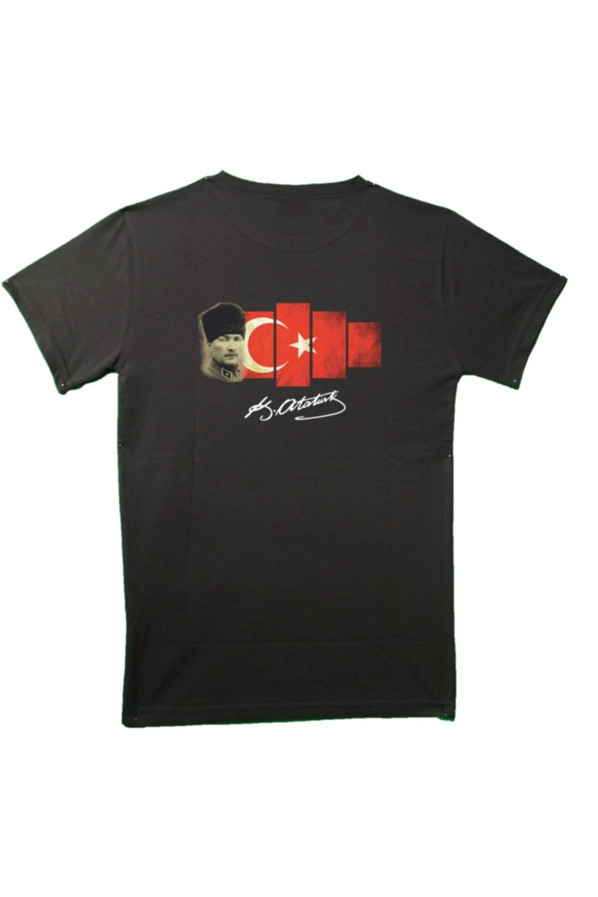 

Women s Style Big Size T-Shirt Ataturk Flag Large Size T-Shirt With Signature Printed On The Back 2XL