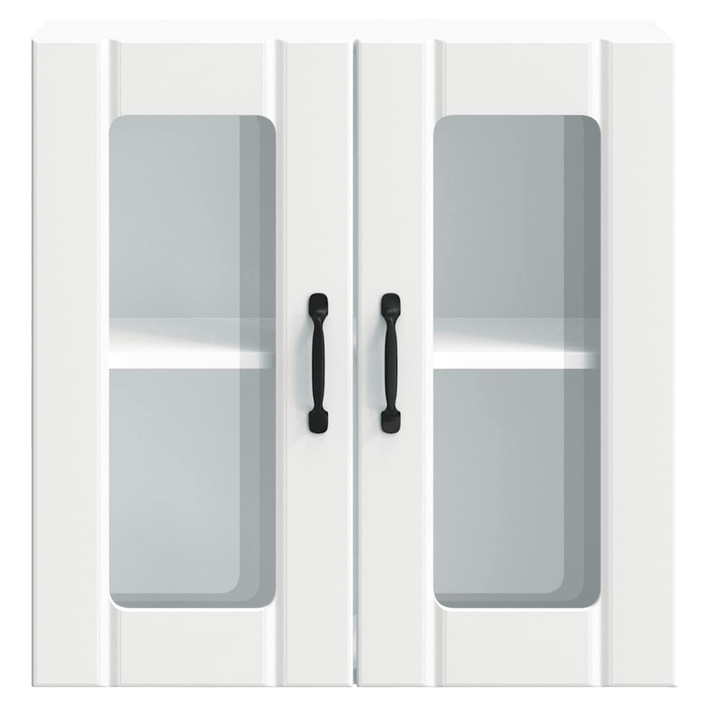 Kitchen Wall Cabinet with Glass Doors, Lucca, White