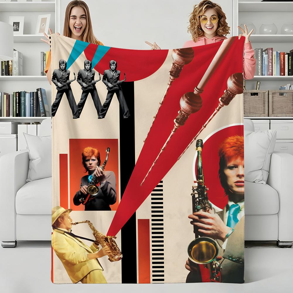 Music D-David Bowie Throw Flannel Blanket Perfect for Sofa Office Bed Travel Sleep Read Relax Camping Four Season Use