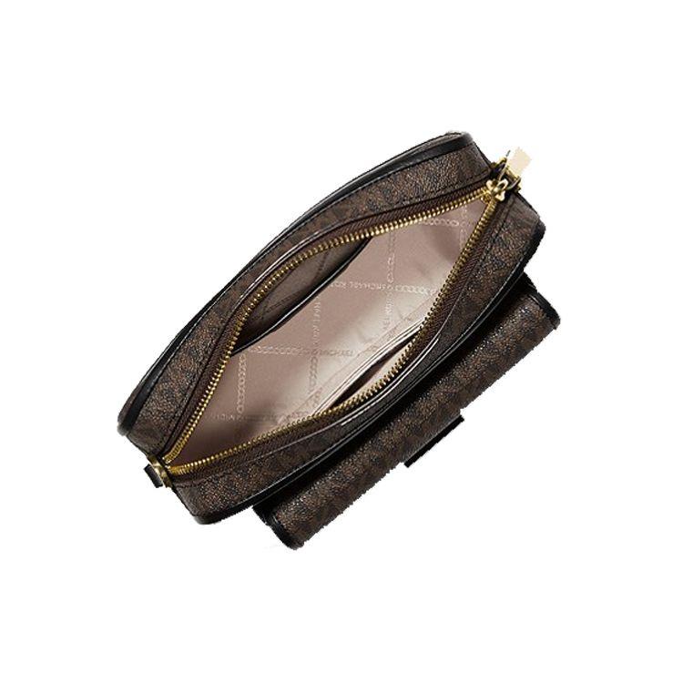 Michael Kors MK Bradshaw Monogram Vintage French Zip Canvas Camera Bag Women Bags Acorn-Brown 32F1G2BC2B-292