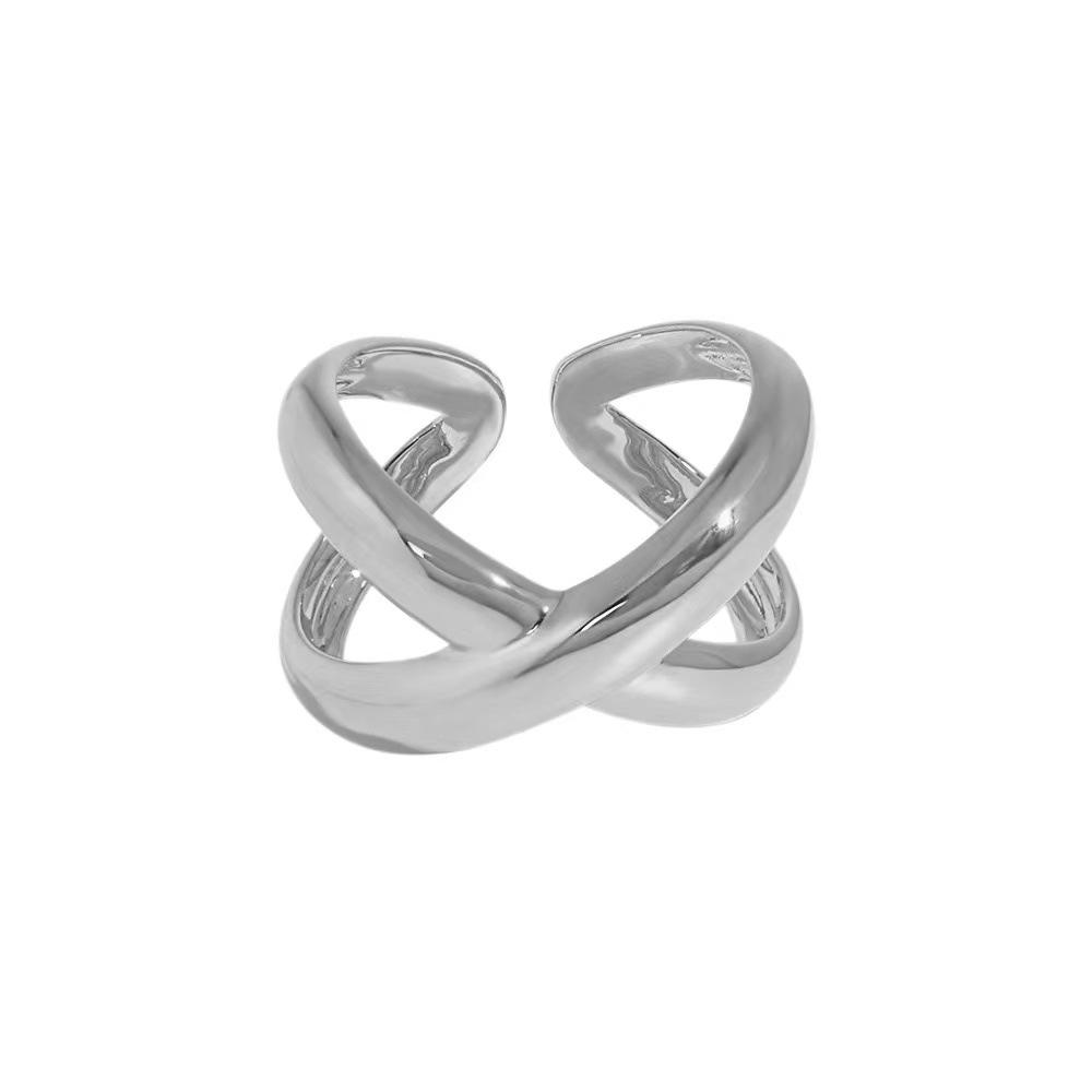 

925 Sterling Silver Overlapping Adjustable Rings For Women Engagement Luxury Jewelry Ladies Accessories Wholesale Jewellery серебряный
