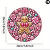 Vintage Gingerbread Girl Round Metal Wall Art Pink Christmas Decor Kitchen Home Sign