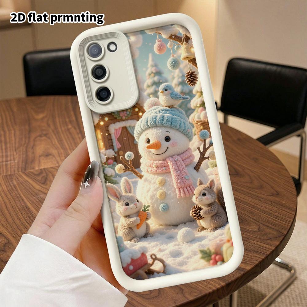 Phone Case: 2D Flat Design Suitable for Samsung Galaxy A34 A35 M05 M06 S20 S22 S21 FE Plus 5G Protective Case, Snowman Forest, Perfect Christmas and H