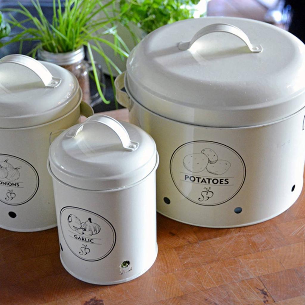 Vintage Cream Potato Container