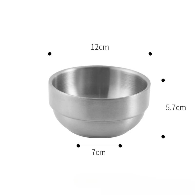 Korean Style Gold Double-layer 304 Stainless Steel Rice Bowl for Children's Meals Commercial Cuisine Kimchi Soup Bowl