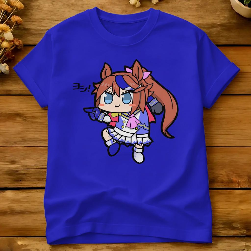 Streetwear Tshirt Uma Musume Tokai Teio Chibi Dynamic Cotton Tshirts Hippie Tshirt For Unisex Beach Y2k Short Sleeve Tops