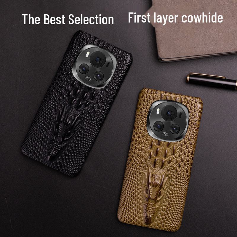 Honor Magic6Pro Cowhide Dragon Head Pattern Leather Case for Ultimate Protection