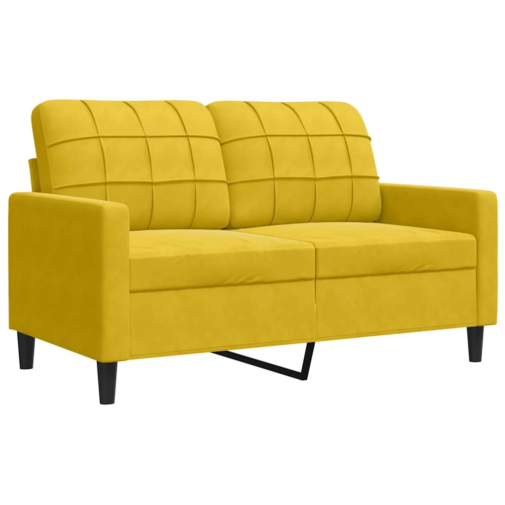 2 Piece Sofa Set with Cushions Yellow Velvet