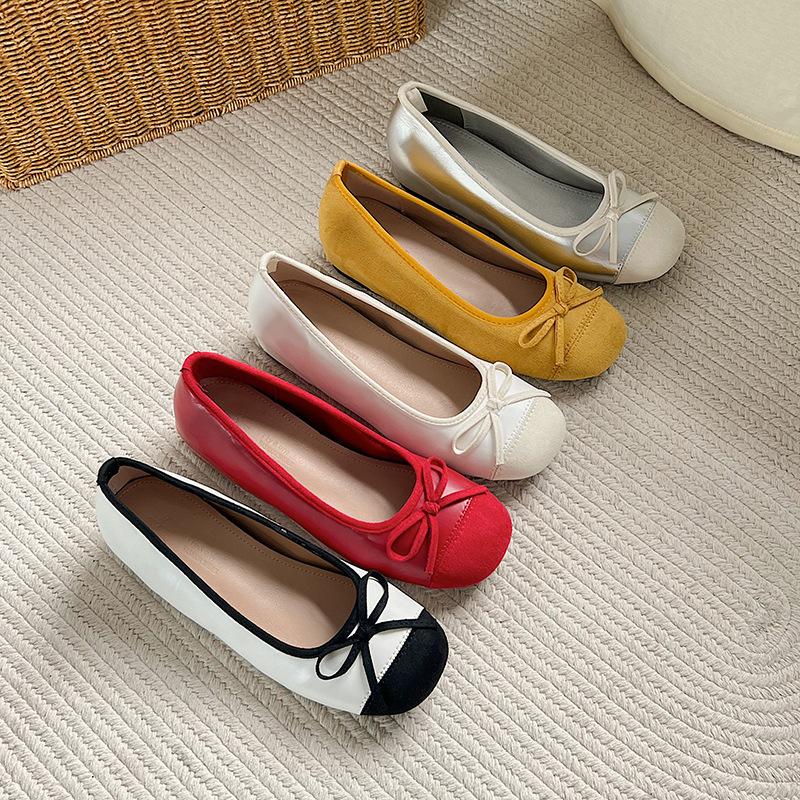 Flat Bottom Temperature Increase French Red Doudou Single Shoes 2025 Summer New Soft Sole Flat Heel Temperament Ballet Shoes