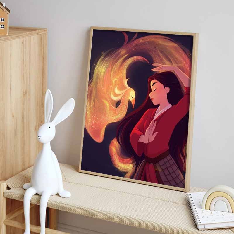 Disney Diamond Painting Mulan Phoenix Themed Artwork Cartoon Diamond Painting Full Diamond Cross Stitch DIY Gift Home Decoration
