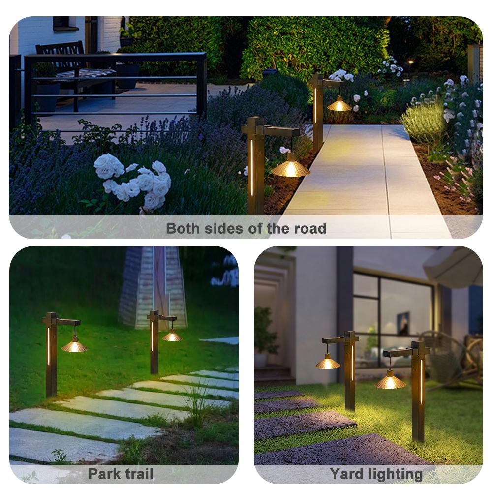 D2 Solar Lamp Post Light Solar Pathway Light Outdoor Vintage Solar Powered Landscape Lighting Driveway Patio Garden Lawn Decor