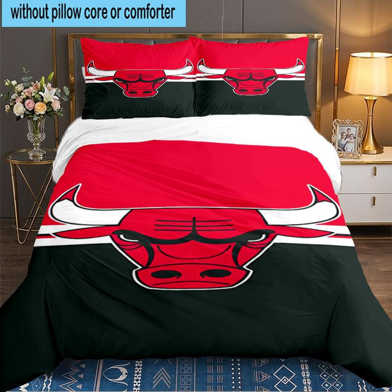 Red Bulls Basketball 3PCS Bedding set,Ideal for 1pc Duvet Cover And 2pcs Pillowcases Perfect for Fan gift,Ideal for Bedroom, Dormitory