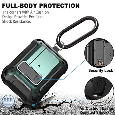 Étui de protection pour AirPods à verrouillage magnétique, compatible avec AirPods Pro 2, AirPods 3, coque de protection intégrale solide, conception absorbant les chocs