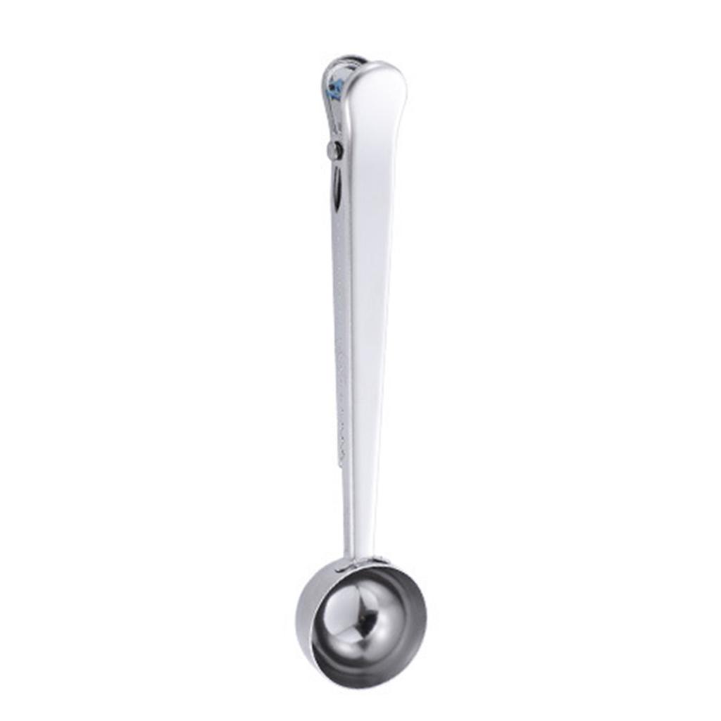 Stainless Steel Coffee Scoops Clip Tablespoon with Multifunctional Sealing Bag Clip for Ground Coffee and Beans