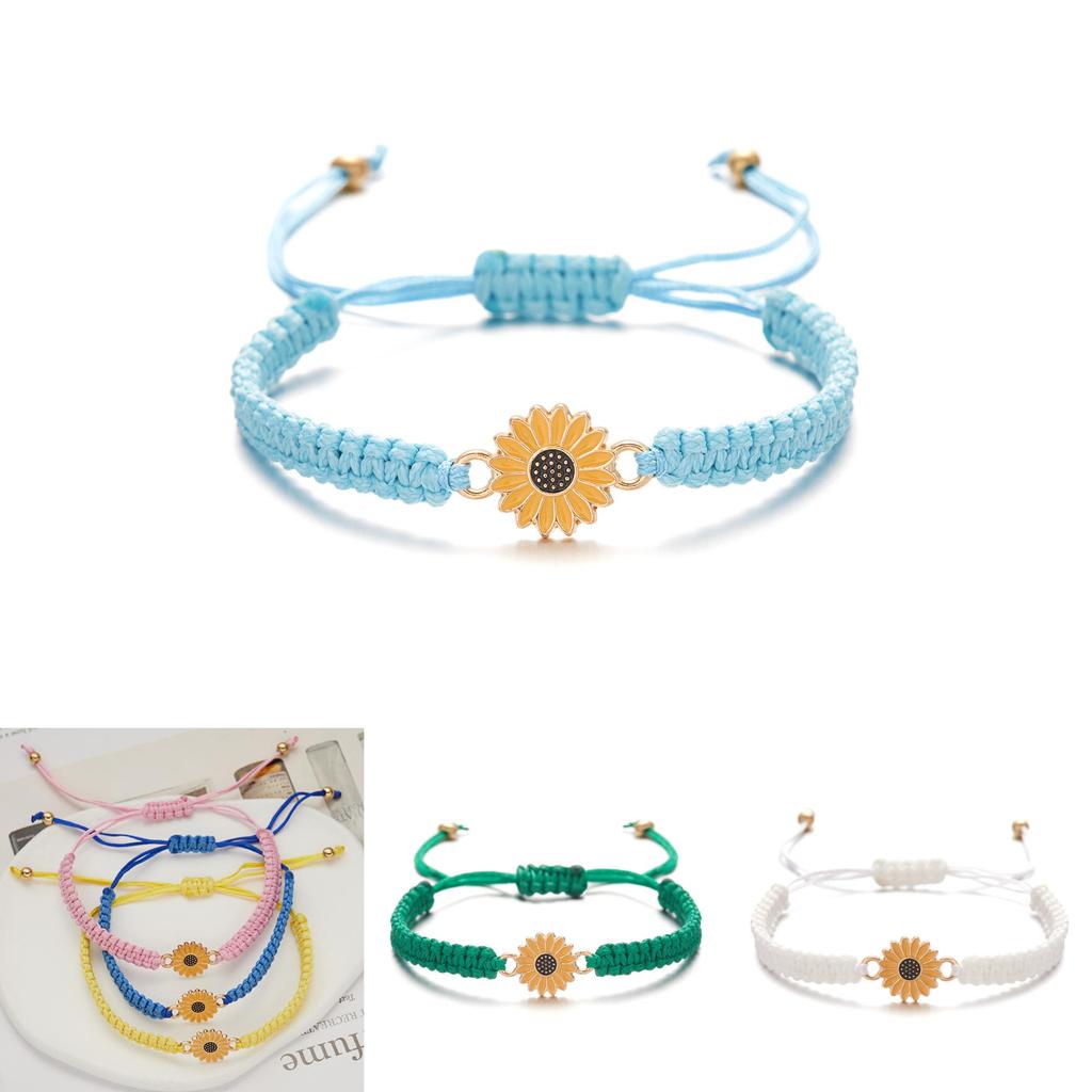 Handmade Sunflower Friendship Bracelet With Floral Design For Women And Couples