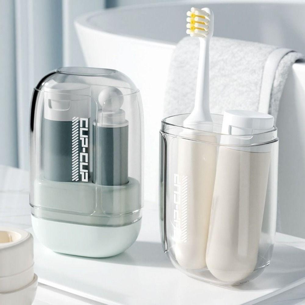 Portable 3 in 1 Travel Toothbrush Set Plastic Mouthwash Cup Toothpaste Storage Box for Daily Use