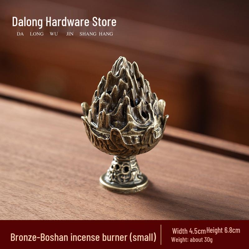 Xiangyun Copper Aromatherapy Incense Burner - Hollow Lotus Design, Three-Legged with Porous Baolian Lantern and Boshan Style.