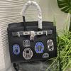 Women's Bag High-texture Cowhide Portable Light Luxury Embroidered Diagonal Briefcase