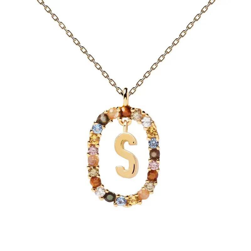 European & American Spanish Zircon Alphabet Necklace - Stylish Clavicle Chain Pendant