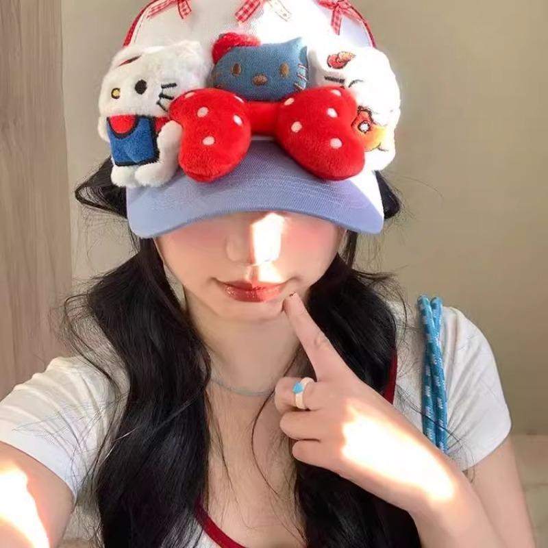 New Cute Kitty Cat Bow Cap Children Yk Yabi Wind Show Face Small Breathable Baseball Cap