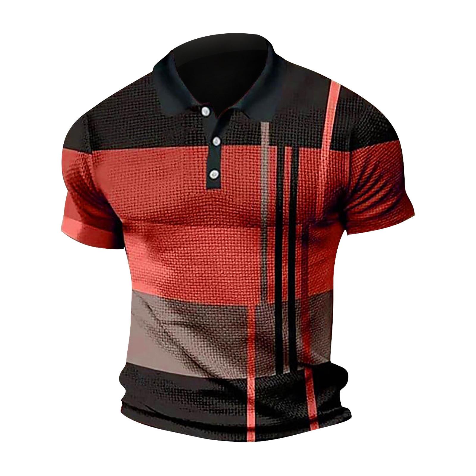

2024 Summer Men s European & American Color Block Polo Shirt with Zipper M червоний