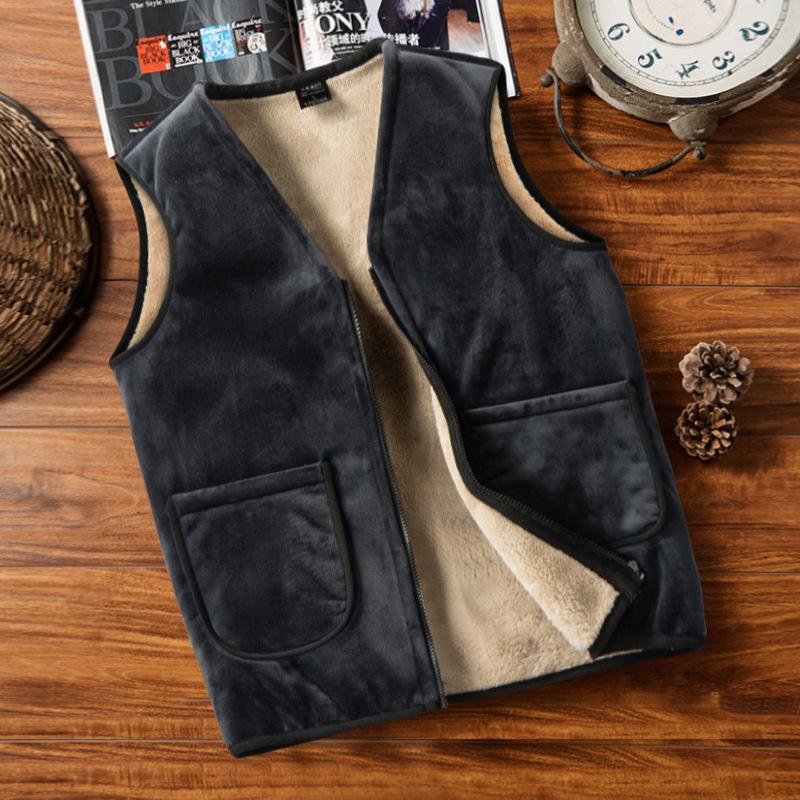 Autumn and Winter Men's Vest Slim-fit Vest Vest Vest Middle-aged Velvet Vest