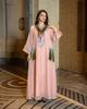 AB053 Dubai Beaded Sequin Jalabiya: Women's Embroidered Long Robe for Eid al-Fitr.