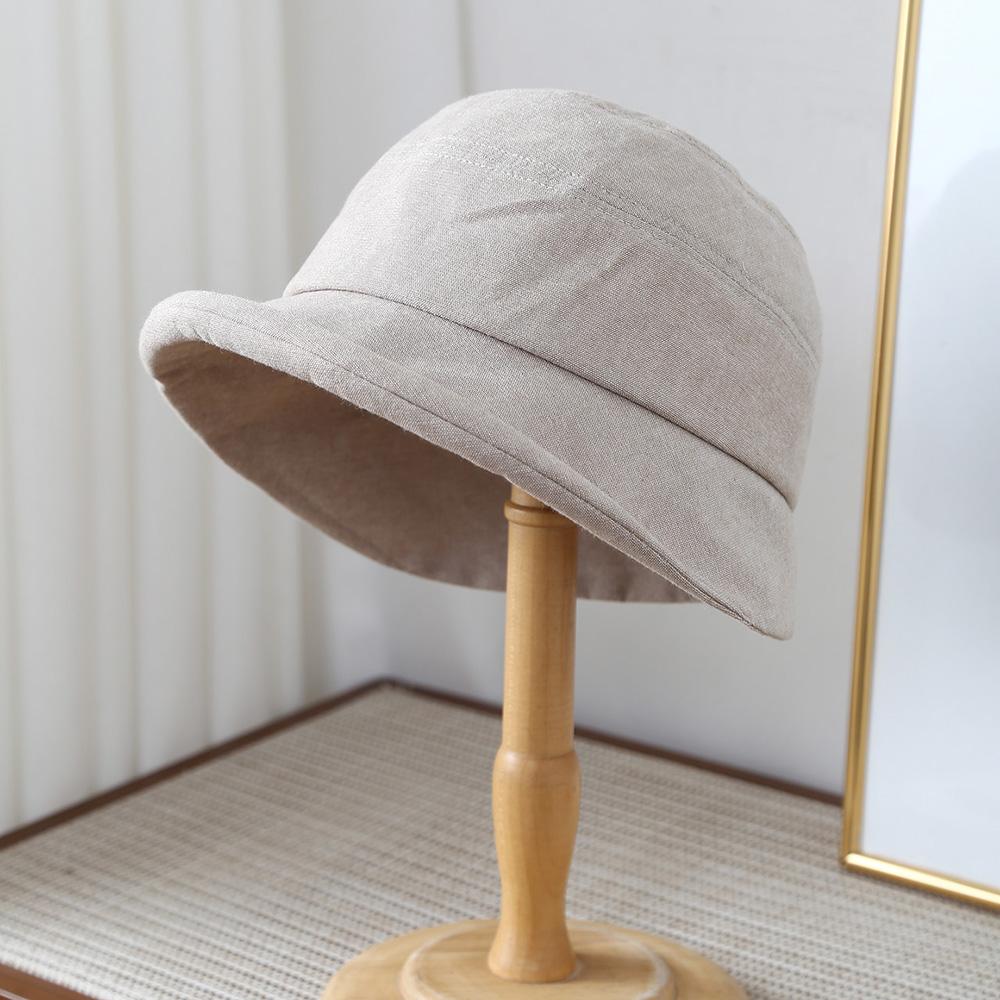 

High Quality Japanese Fisherman Hat Women Spring Summer Thin Linen Wide Brim Plain Bucket Hats бежевий