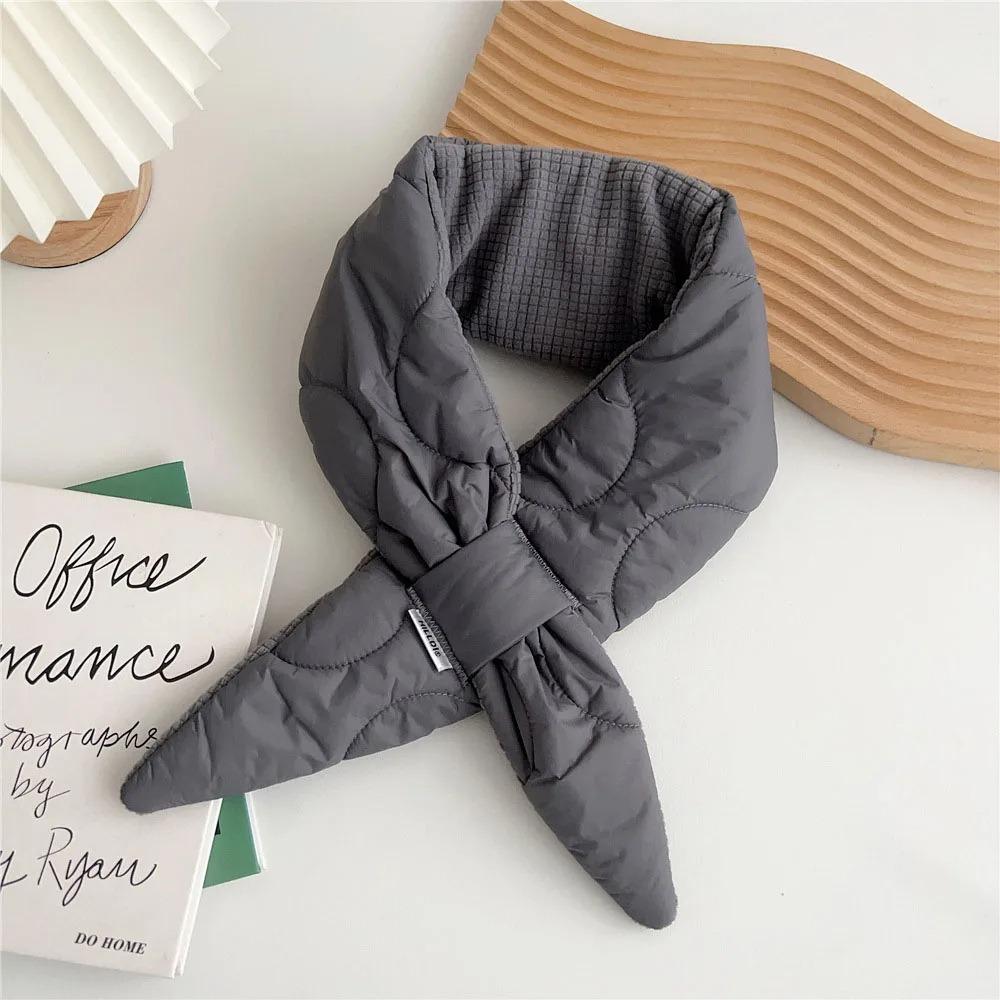 Padded Cross Feather Scarf Keep Warm Thermal Shawl Stylish Down Neck Scarf Woman